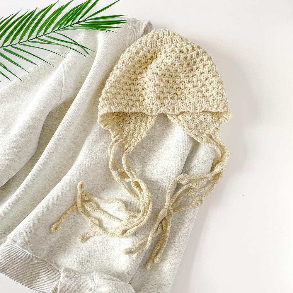 Сладкая ажурная вязаная сумка, шапка, осень и зима, для путешествий, для фото, единичный товар, бахрома, красный вязаный шерстяной берет, женский