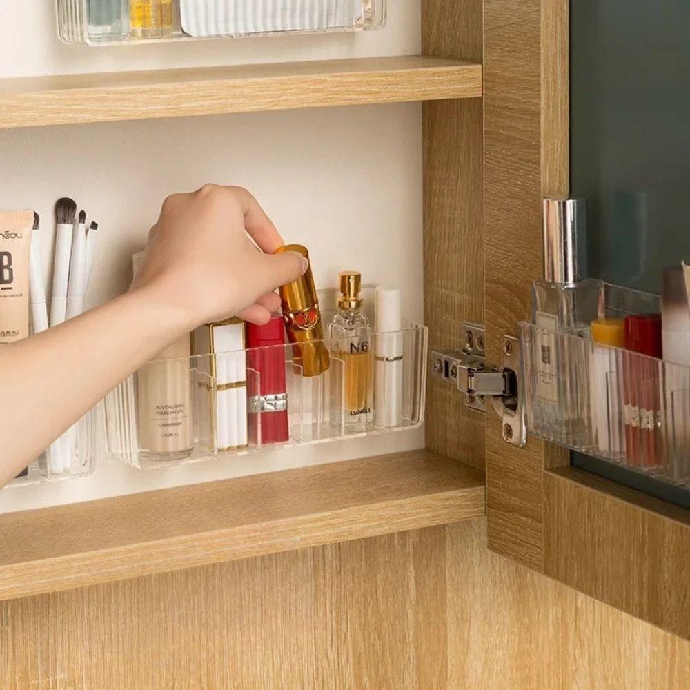 Модный настенный косметический ящик для хранения Прозрачный акриловый стеллаж-органайзер для ванной комнаты Сетчатый зеркальный шкаф