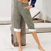 Fashion Pants For Women Solid Color Cotton Linen Fashion Loose High Waist Casual Cropped Pants