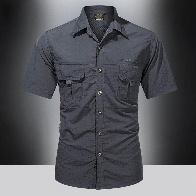 Летняя быстросохнущая рубашка с короткими рукавами, мужская уличная свободная быстросохнущая футболка, повседневная тонкая рубашка для альпинизма и рыбалки