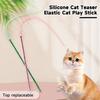 1 Set Cat Stick Interactive Silicone Cat Teaser Toy with Replaceable Top Simulated Mouse Tail Cat Teasing Stick Pet Supplies