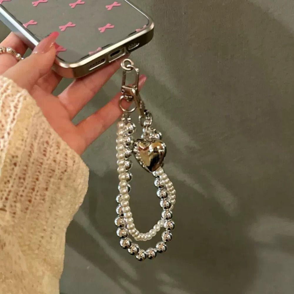 Luxury Pearl Beaded Phone Strap Fashion Wrist Short Rope Phone Charm Chain Phone Accessories
