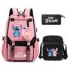 Cute Cartoon Print Backpack Set for Teens Students 3-Piece Set Laptop Bag Pencil Case Crossbody Bag