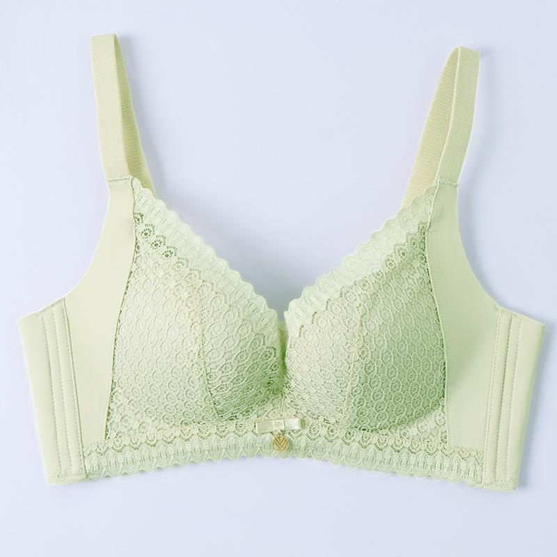 Ladies Comfortable Soft Cotton Bra Wireless Brassiere Adjustment Lace Underwear Teenager Girl Gathered Small Cup Push Up Bralette Top