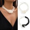 Women Necklace Smooth Pearl Adjustable Length Stainless Alloy Neck Decoration Jewelry Birthday Gift Party