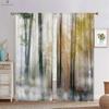 Green Forest Autumn Woods 3d Printing Curtains Tyndall Effect Bedroom Living Room Kitchen Decorative Curtains 2 Pieces
