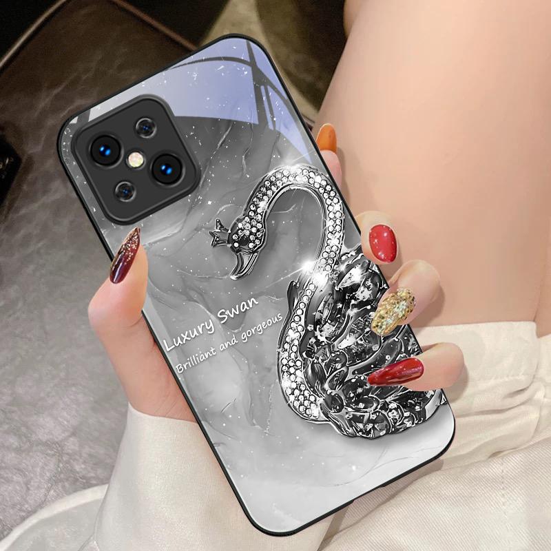 Бриллиантовый градиентный гусь для Oppo Find X5 X8 Pro X3 Lite A72 58 73 54S F11 79 Reno 6 4Z 5G Nord N200 Чехол для телефона из закаленного стекла