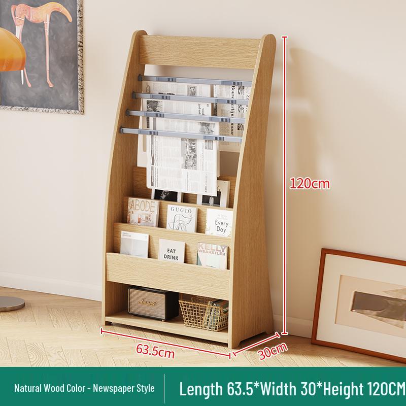 Floor-Standing Bookshelf & Magazine Display Rack