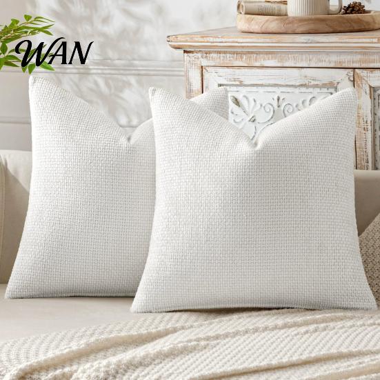 Soft Chenille Pillow Cover Weave Texture Cushion Case, Throw Cover, Solid Color Covers for Living Room with Zipper Bedroom Decor, 18 x Inch