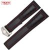 Genuine Leather Strap 22m for Ta-g He-uer F1 Watchband Red Stitches Wristwatches Band Fold Buckle Leather Watch Bracelet