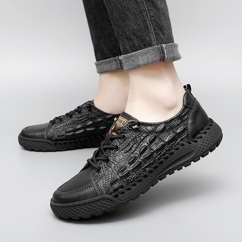 Роскошные брендовые мужские кожаные кроссовки 2024 года, размер 46, повседневная обувь ручной работы, уличные кроссовки со шнуровкой, для ходьбы, с узором под крокодила, для спорта