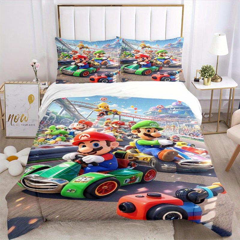 3 шт. Комплект постельного белья Mario Kart Racing - Включает 1 пододеяльник и 2 наволочки, Удобное постельное белье со стильным дизайном для спальни, Машинная стирка -