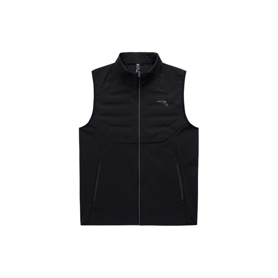 Anta Running Series Solid Color Zipper Stand Collar Sleeveless Thickened Down Vest Men Vests Basic-Black 152345901-3