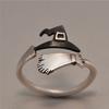 Cute Halloween Ghost Witch Broom Finger Ring Twotone Open Rings Party Cosplay Prop Jewelry