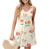 Женское повседневное летнее платье-жилет с карманами, цветочным принтом, V-образным вырезом, без рукавов