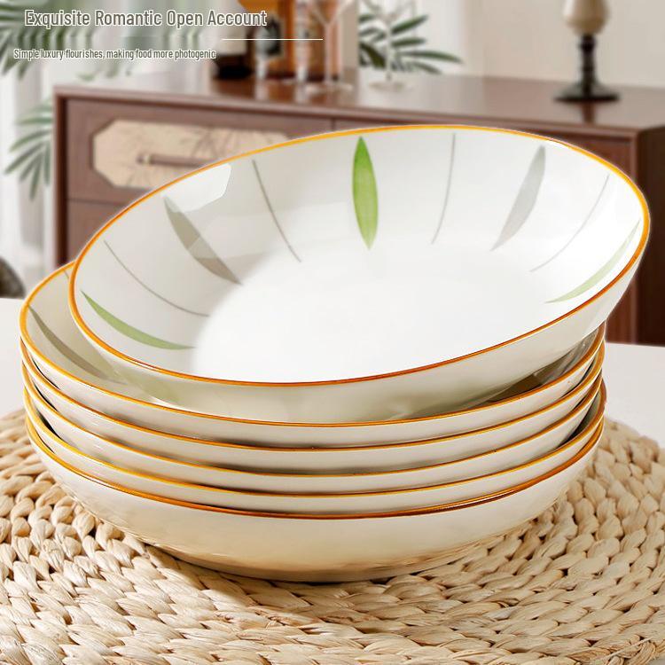 Керамический набор столовой посуды подглазурной росписи: 6 Тарелок и Мисок - Новый Стиль для Фруктов, Риса и Многого Другого