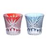 Takumibifu Dinner Luxe Kiriko Pair Glass Cup 90xH85mm 240cc Orchid Carved Komon Red & Ink Blue Koga