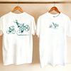 Unisex Women Double Sided Print T Shirt Cool Bike Front Skeleton Cycling Bicycle Line Drawing Back Basic Cotton Daily Wear Tee Tops