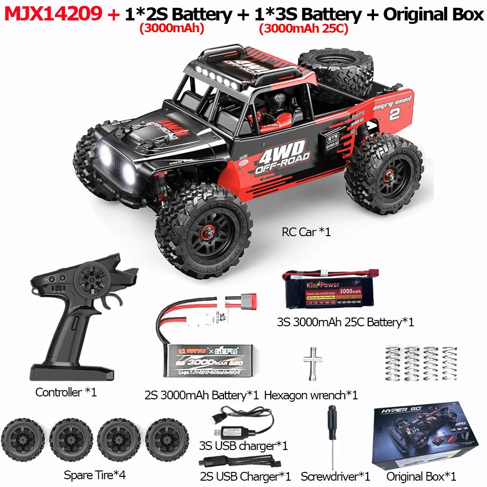MJX 14209 14210 V3.0 1/14 Радиоуправляемая машина 75 км/ч Бесколлекторная Hyper Go 2.4G Пульт дистанционного управления 4WD Внедорожный гоночный RC-грузовик Электрическая игрушка для хобби