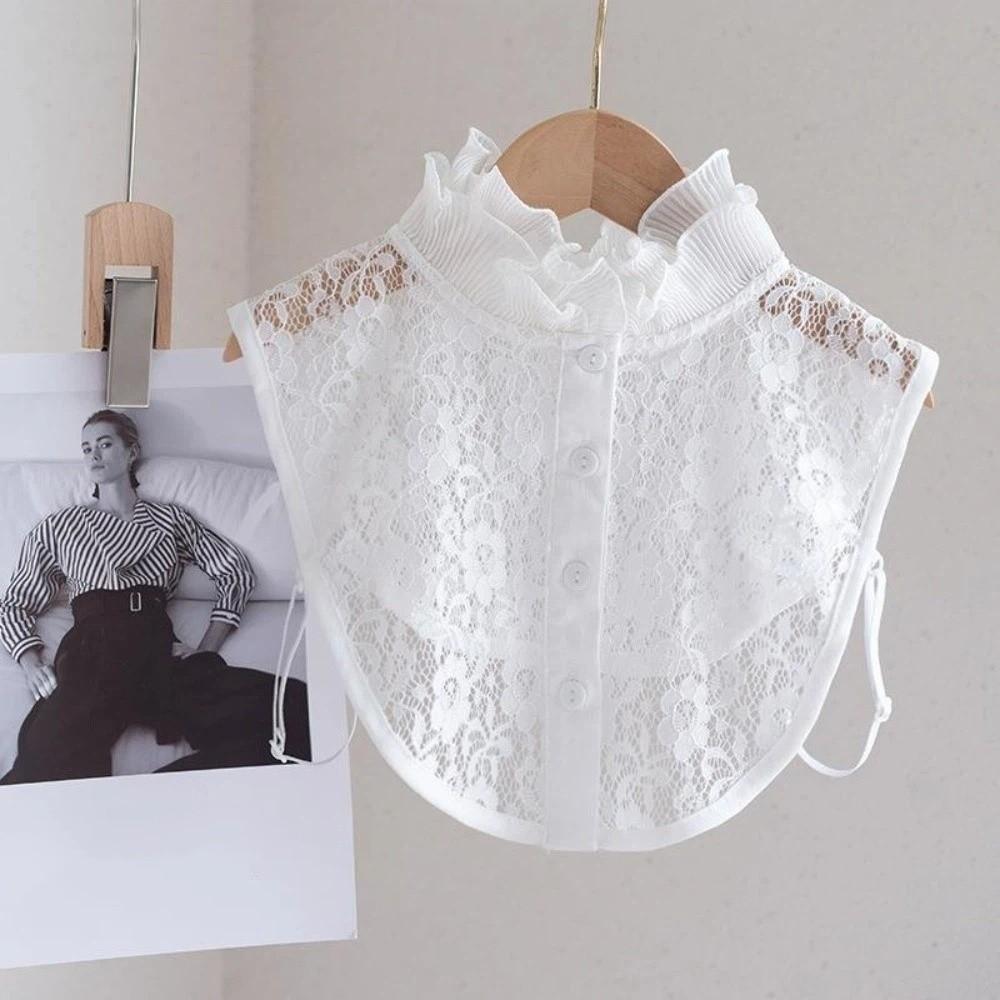 Easy To Match Lace Lapel Half Shirt Elegant Adjustable Neckline Detachable Fake Collar  Wedding