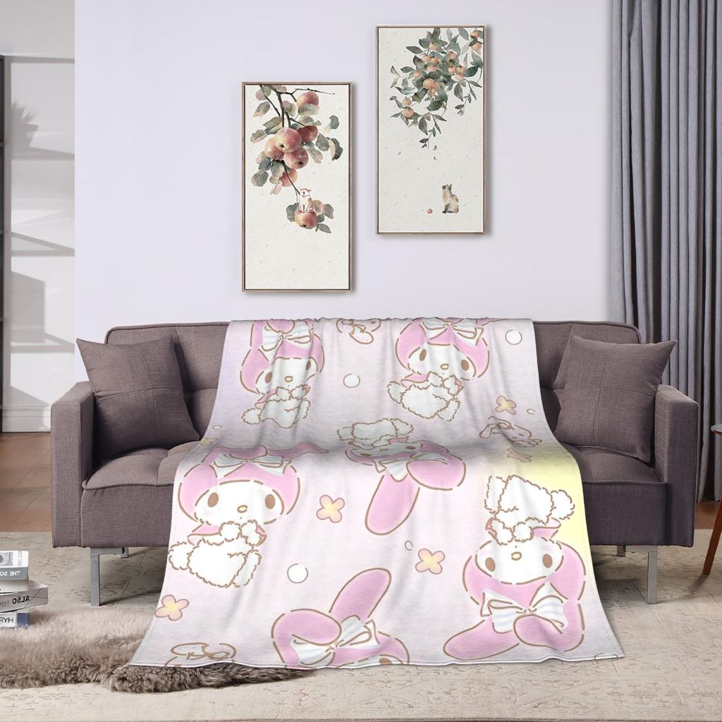Kawaii My Melody Blanket Flannel Spring/Autumn Anime Multifunction Warm Throw Blanket for Sofa Car Rug Piece