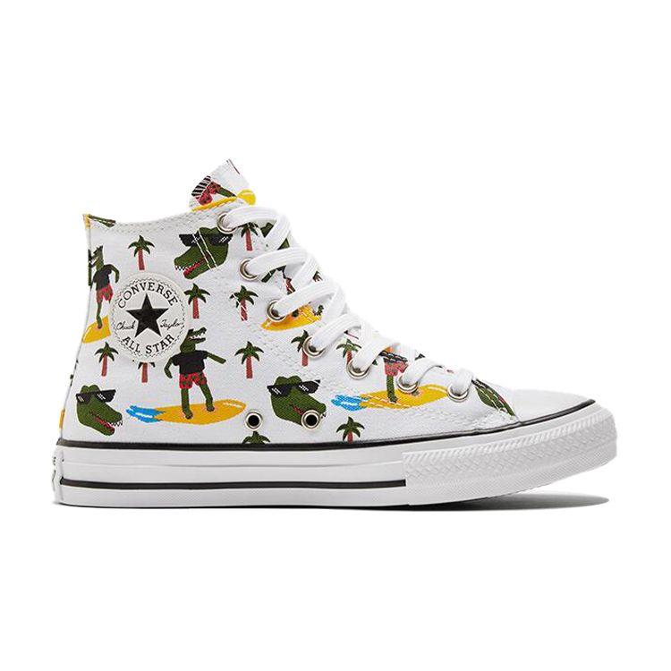 Converse Chuck Taylor All Star Canvas Comfortable High Top Kids Canvas Shoes Kids Sneakers White Green 671292C