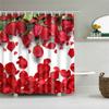 Japanese Style Cherry Blossoms Red Rose Shower Curtains Bathroom Curtain Frabic Waterproof Polyester Bathroom Curtain with Hooks