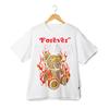 Футболка с графическим принтом 'Forever Young Flaming Teddy Bear' Темный дизайн в стиле Streetwear
