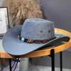 Turquoise belt Tibetan jazz hat men's and women's outdoor travel sunscreen sunshade woolen hat western cowboy hat