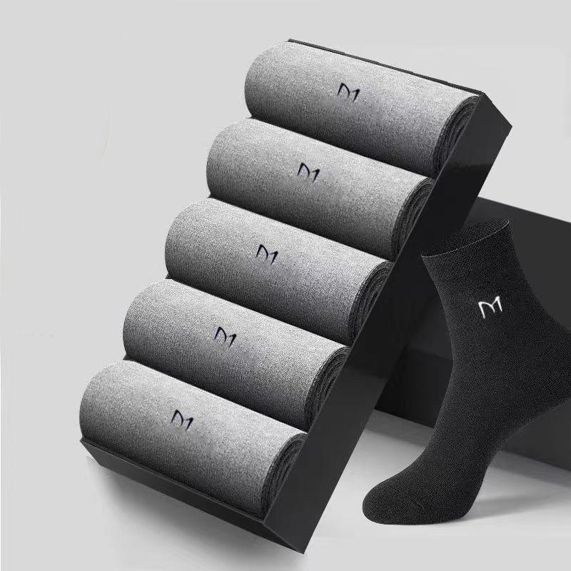 Men's Mid-Tube Antibacterial Cotton Socks - Breathable, Deodorizing, Anti-Sweat, Business Casual for All Seasons
