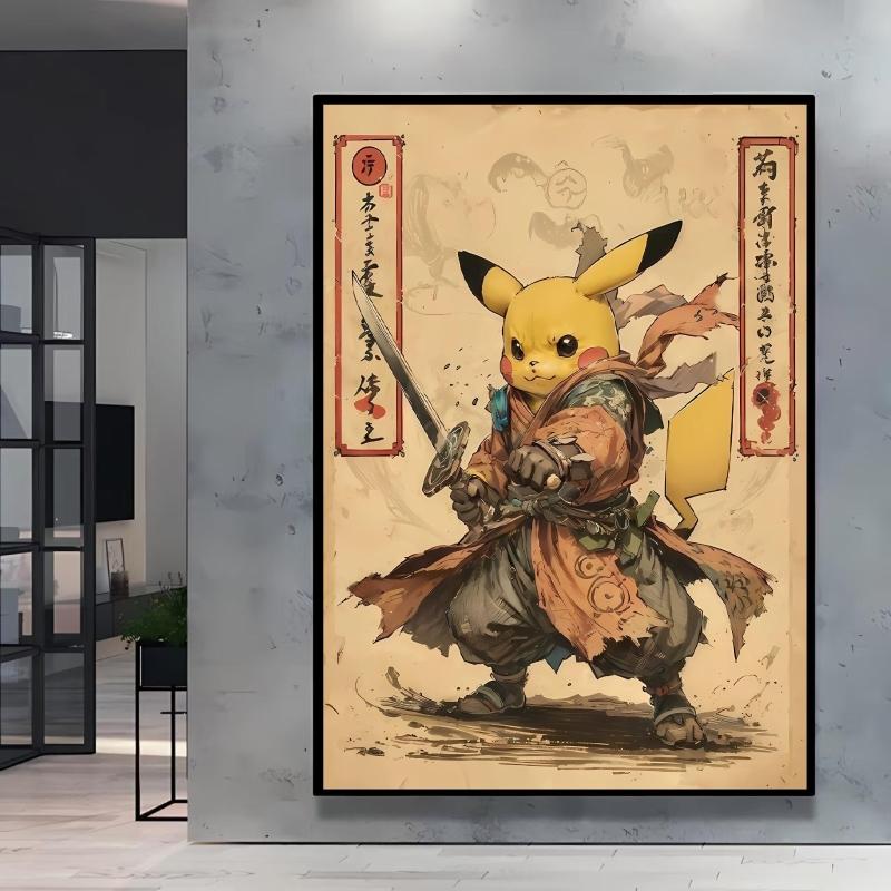 Japanese Classic Anime Pokemon Pikachu Retro Canvas Poster Prints Cartoon Picture Home Children's Room Decoration Holiday Gift