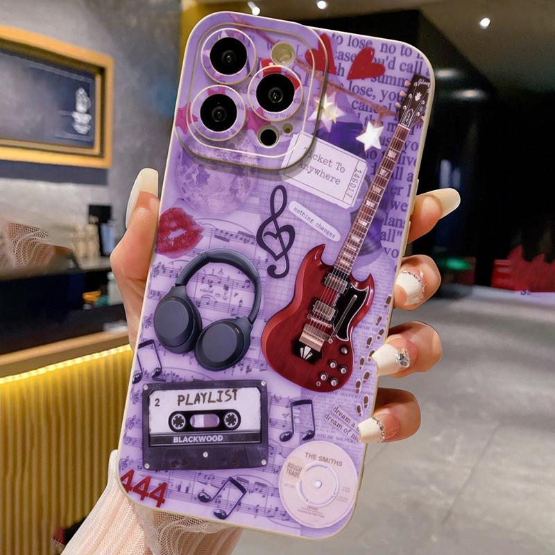 Бежевый painted perforate чехол для телефона с рисунком гитарной музыки для iPhone 17 Air 16 15 14 13 12 11 Pro Max X XS XR 7 8 Plus 16E
