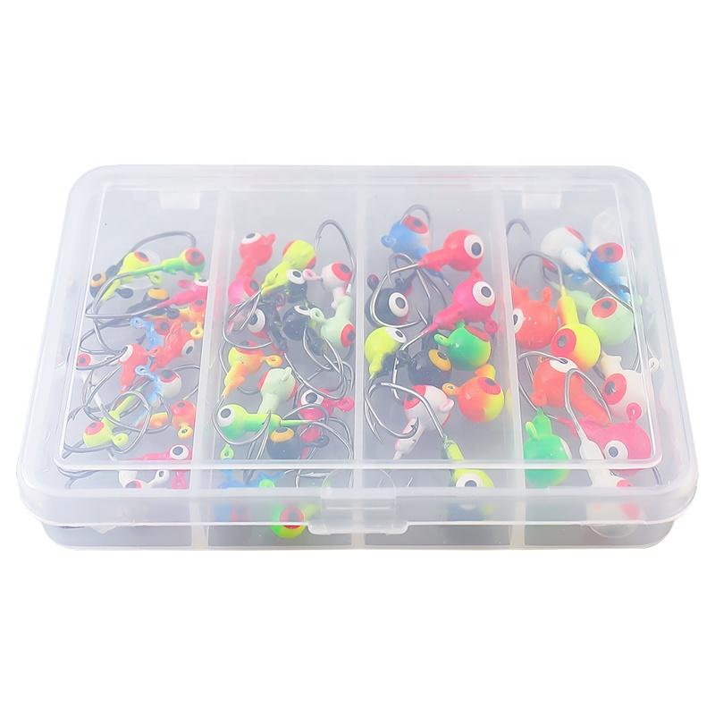 DN 50pcs/box 157g Colorful Jig Head Hook Set Luminous Fishing Hooks Saltwater  Bionic Fishing Eye Fly Fishing Hooks