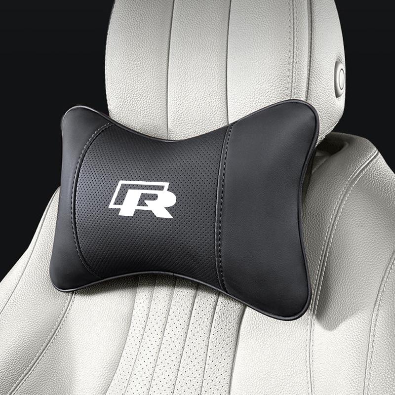 XYZ1 VW Car Leather Headrest Seat Head Support Neck Pillow For Volkswagen Polo Golf GTI CC Tiguan Arteon Passat Jetta Touareg ID.3