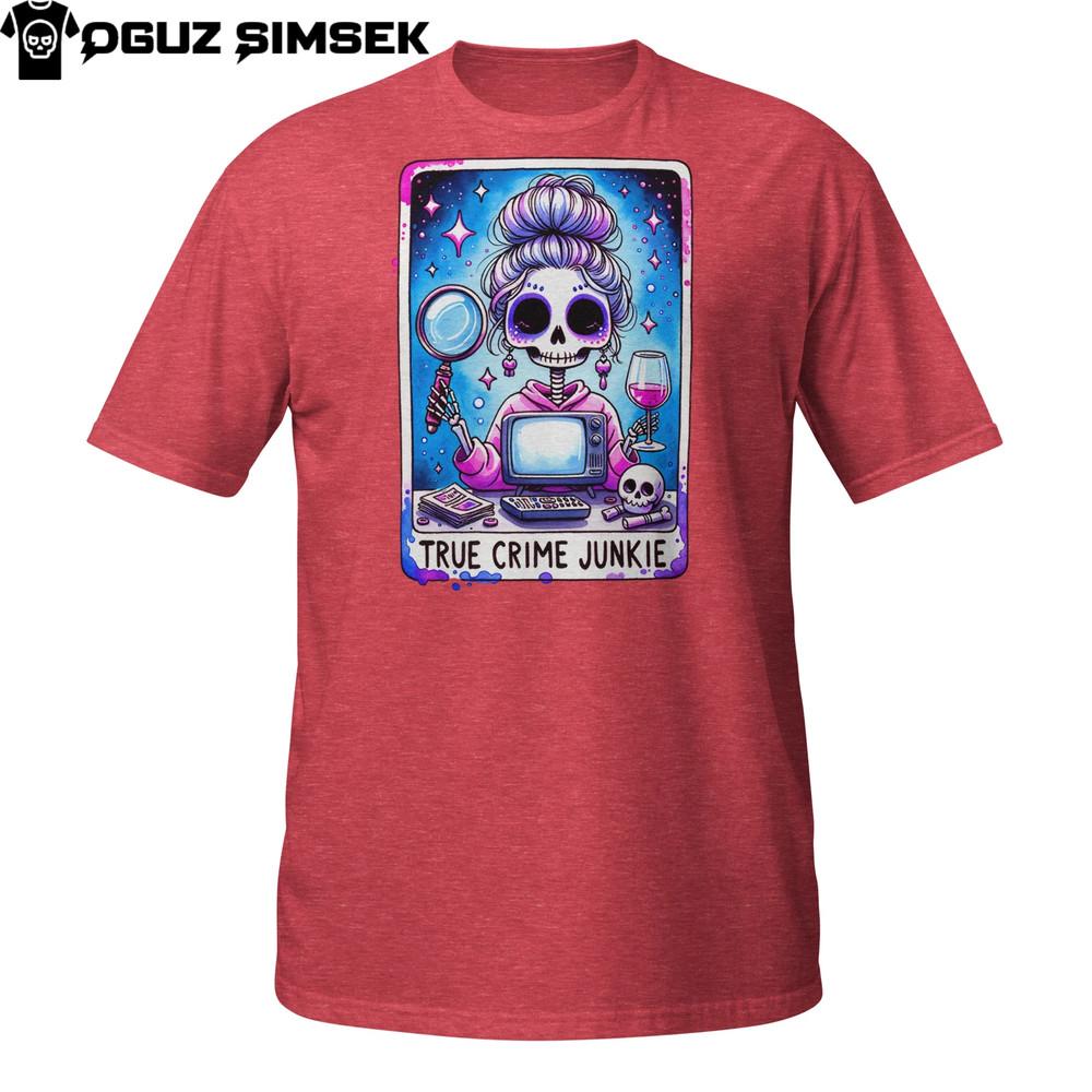 True Crime Junkie Skeleton Tarot T-Shirt | DTG Print | Funny Mystery Gift Tee