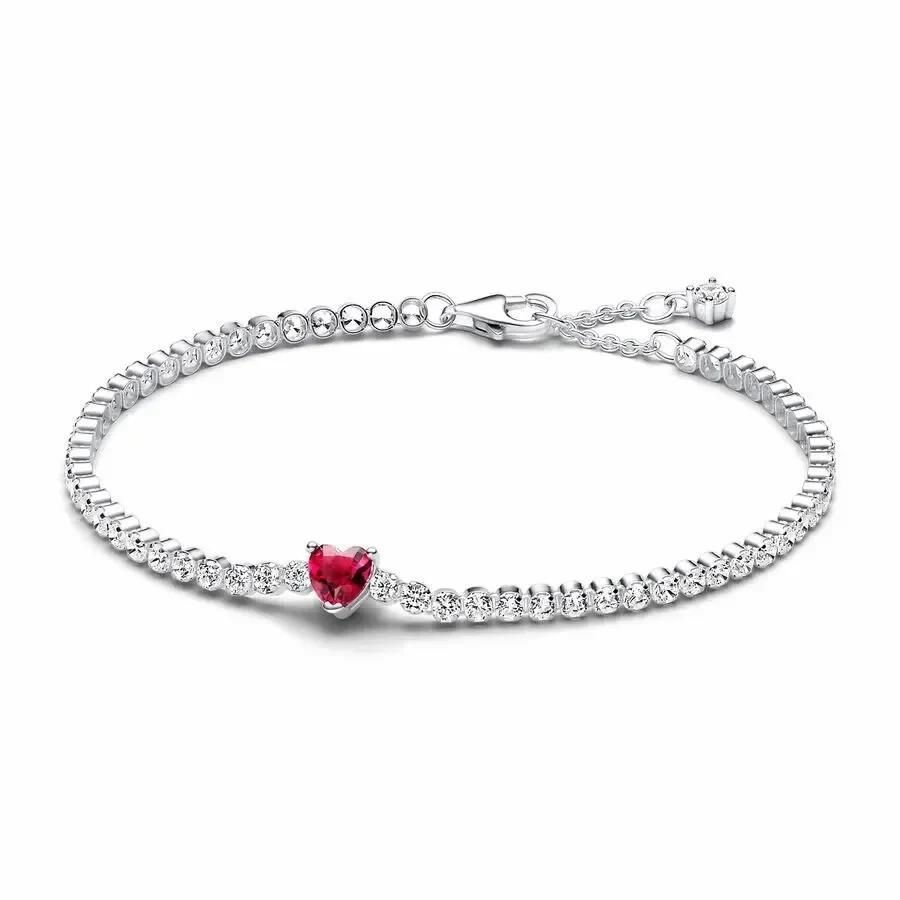 Серебро 925 пробы Новый Изысканный Теннисный Браслет в Форме Сердца Полностью Циркониевый Блестящий Роскошный Браслет-Шарм Праздничный Сюрприз Подарок
