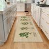 2pcs Set Green Leaf Design Kitchen Mat, Anti-Slip Runner Rug, Laundry Room, Bathroom, Outdoor and Indoor Home Decor