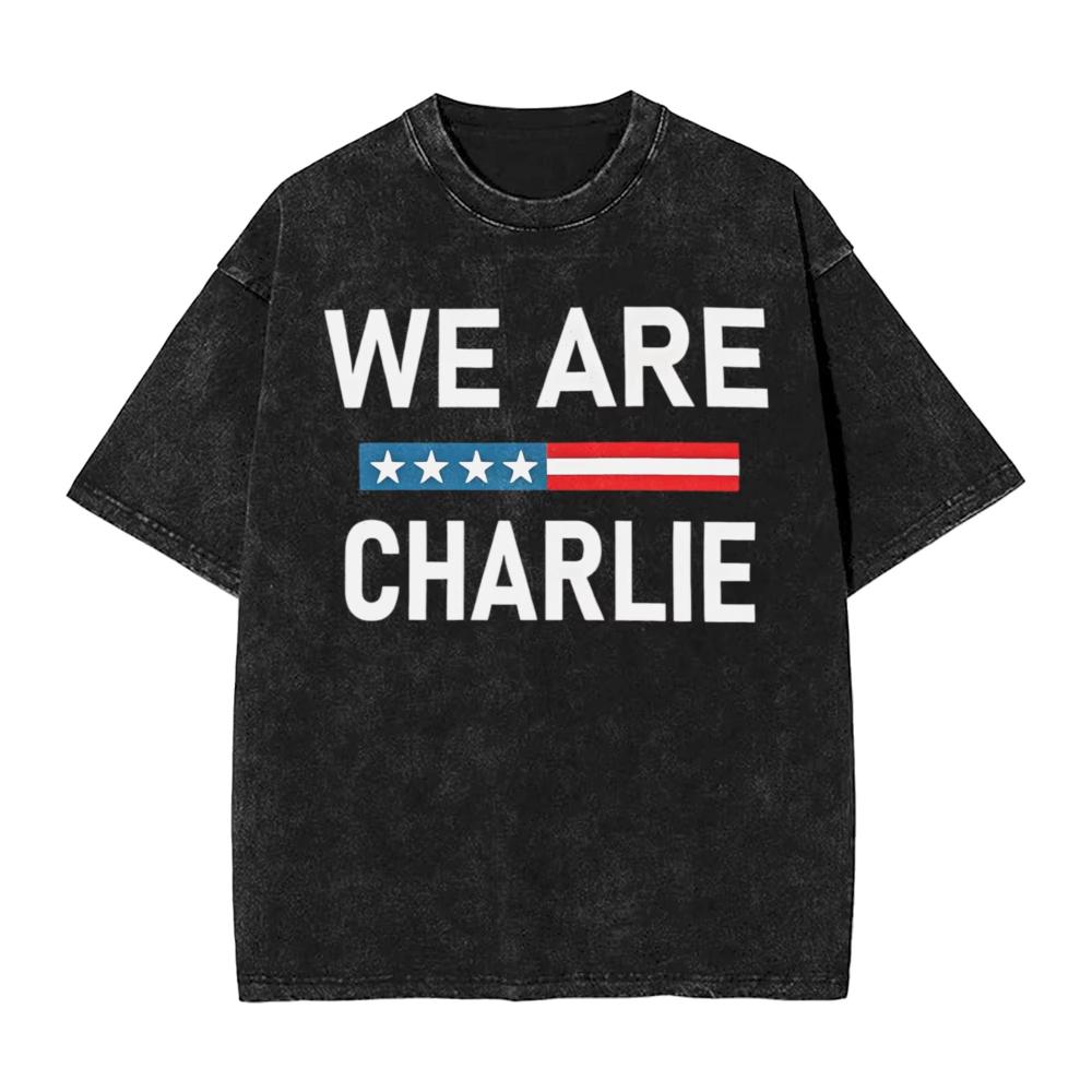 Мужские футболки 'You Cant Silence Us All I Am Charlie Kirk Washed' Летние с коротким рукавом, с круглым вырезом, Хип-хоп, Повседневные, Летние
