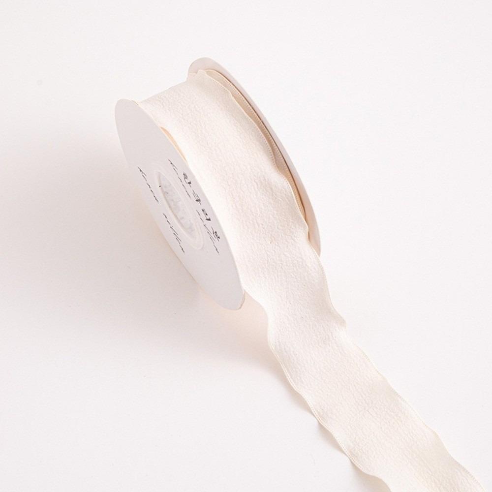 Ins 10 Yards Pleated Fabric Ribbon Bohemian Solid Color Ribbons Wave Edge Ruffle Textured Ribbon Festive Decor