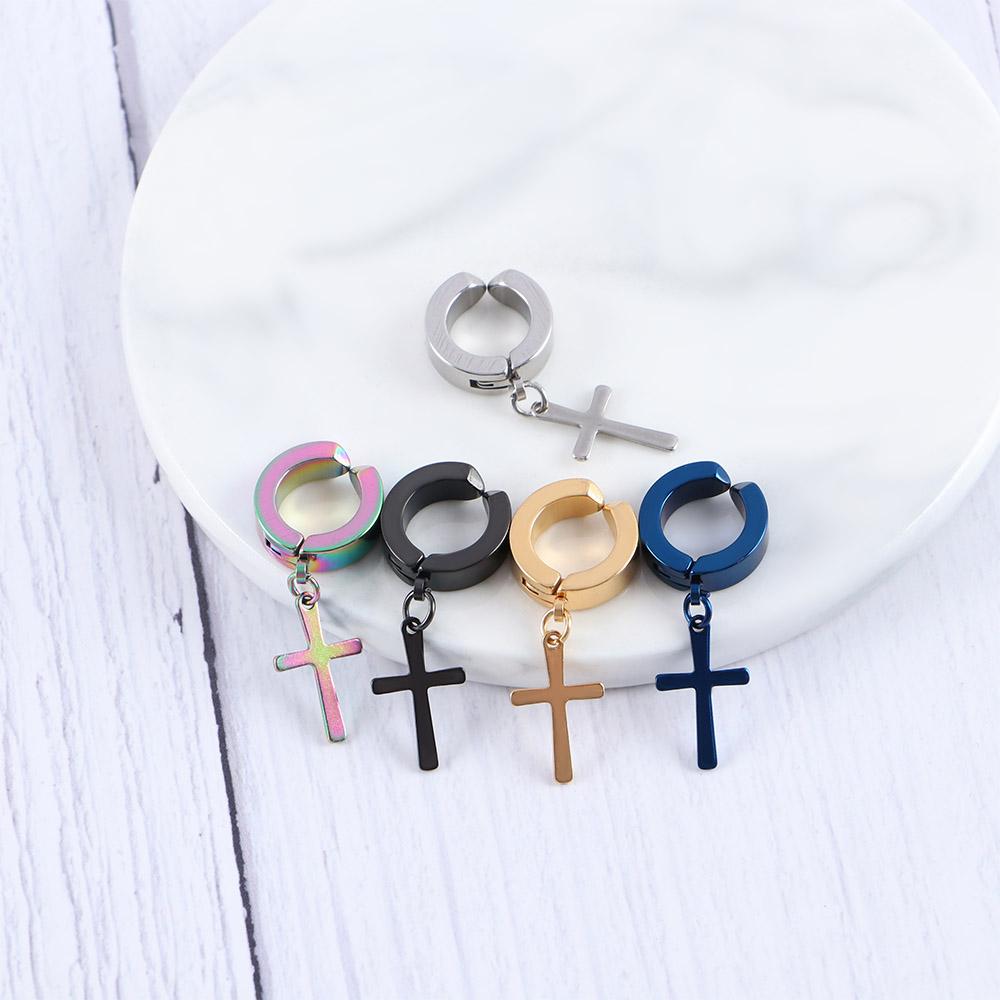 Stainless Steel Women Elegant Non-Piercing Earring Cross Clip Earring Men Ear Cuff Fashion Jewelry
