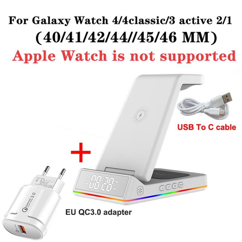 Складная подставка для беспроводного зарядного устройства, док-станция RGB со светодиодной подсветкой, 15 Вт, станция быстрой зарядки для Samsung Galaxy Watch 5/4 S22 S21 Iphone 14 Pro