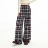 unifree Women's Plaid High-Waist Wide-Leg Casual Pants