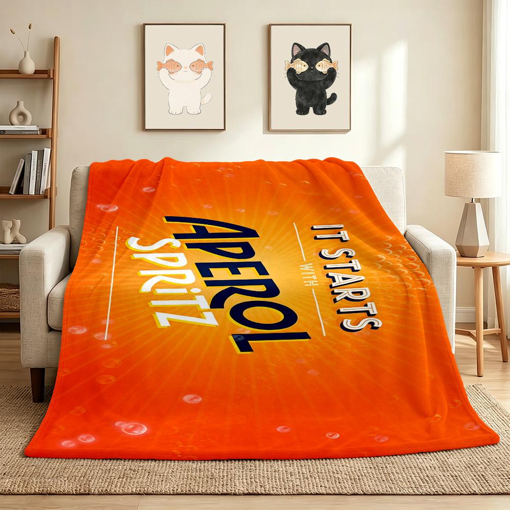 Aperol Spritz Flannel Blanket Throw Blanket Soft Warm Sofa Bed Camping home Decor Unique Christmas Gift C926118