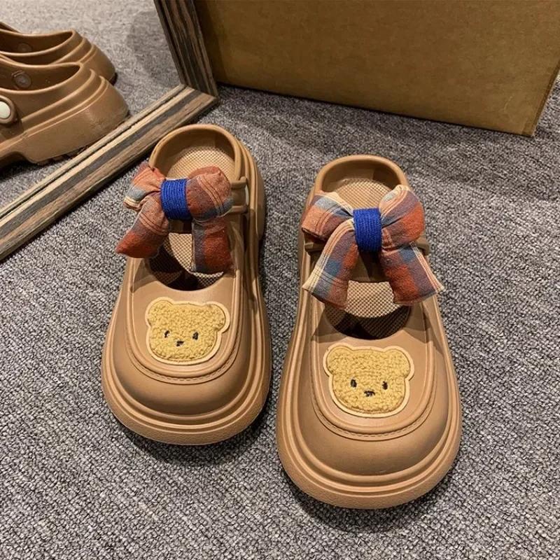 Нескользящие туфли на высоком каблуке с повышенным износом. Туфли с дырочками. Пляжные сандалии. Домашняя обувь. Новые тапочки на толстой подошве. Женские Sandalias Mujer.