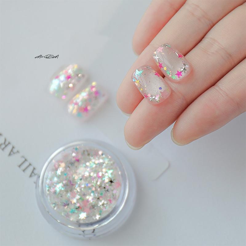1 коробка цветные блестки-звездочки для нейл-арта, ультратонкий порошок с эффектом Авроры, Магическое зеркало, Маникюрные инструменты для декора