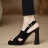 2024 Hot Seller Summer New One-button Sandals, Thick Open Toe Sexy Black Professional 9cm High Heels, Temperament Female Sandals