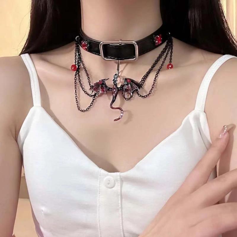 GemChic Женское персонализированное ожерелье с подвеской в виде темного дракона в виде ключицы, модная ретро-цепочка, рождественский подарок на цепочку