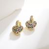 European & American Retro Heart-shaped Zircon Love Earrings - Colorful Dangle Ear Cuffs for Women