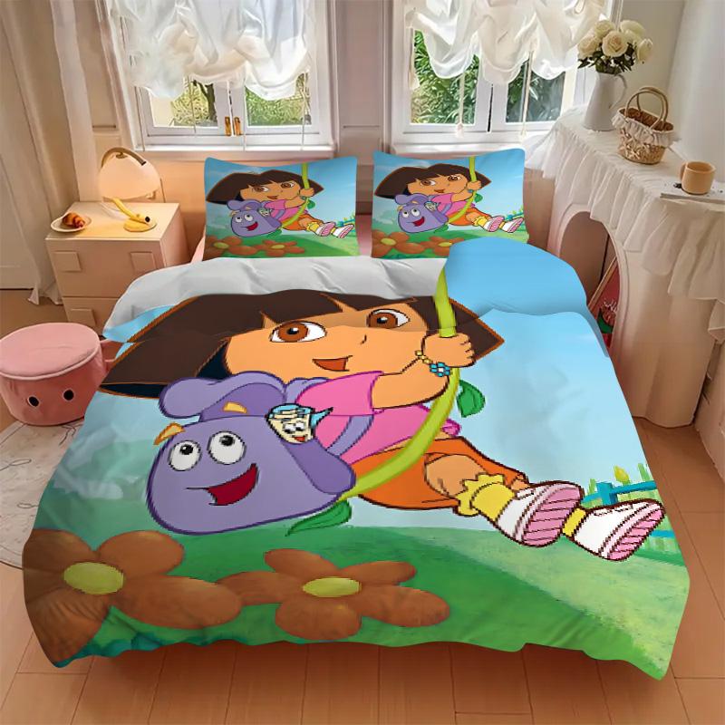 Dora'S Adventure Nature Print 3Pcs Bedding Setduvet Cover With 2 Bedropillowcase Home Birthday Gift