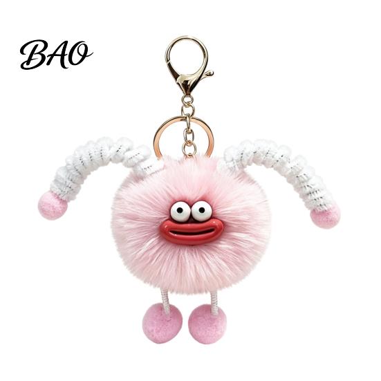 Schoolbag Accessories Sausage Mouth Creature Plush Keychain, Cartoon Fuzzy Ball Keyring Pendant, Bags Pendant Decorative Keychain for Handbags Purses